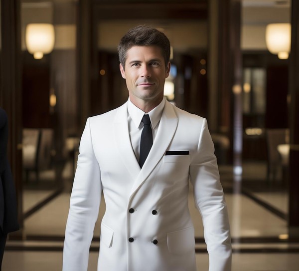 酒店服务生接待鞠躬礼仪，细节中的专业与温度