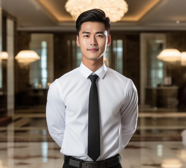 酒店服务生站姿礼仪图片，塑造专业形象的视觉标准