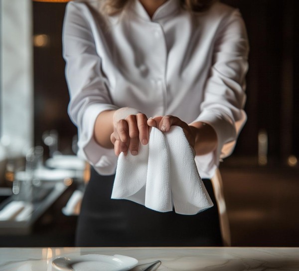 酒店服务员擦手礼仪图片，细节里的专业与标准